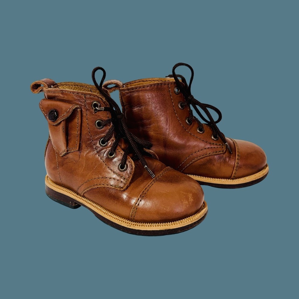 Mikoleon Brown Leather Heirloom Classic Lace Up Boots Shoes Kid's Size 23 US 7